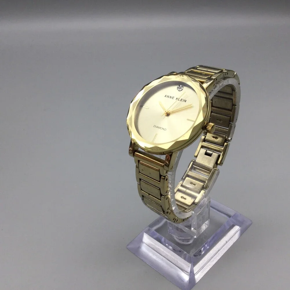 Anne Klein Diamond Accent Womens Watch 32mm Gold Tone AK/1328 New Battery 6.25